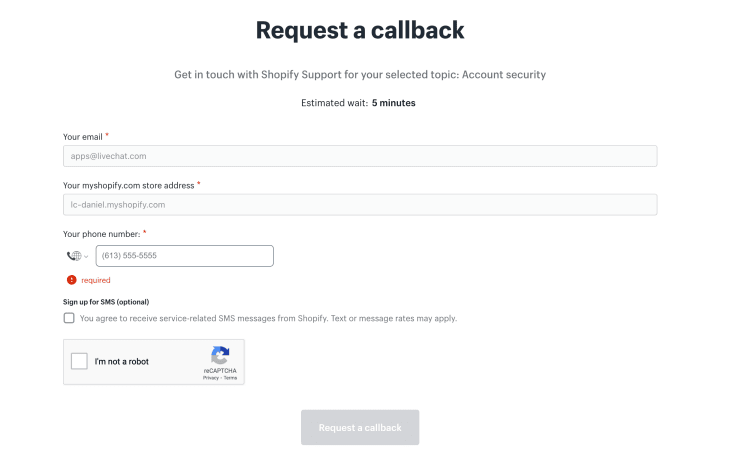 Shopify callback