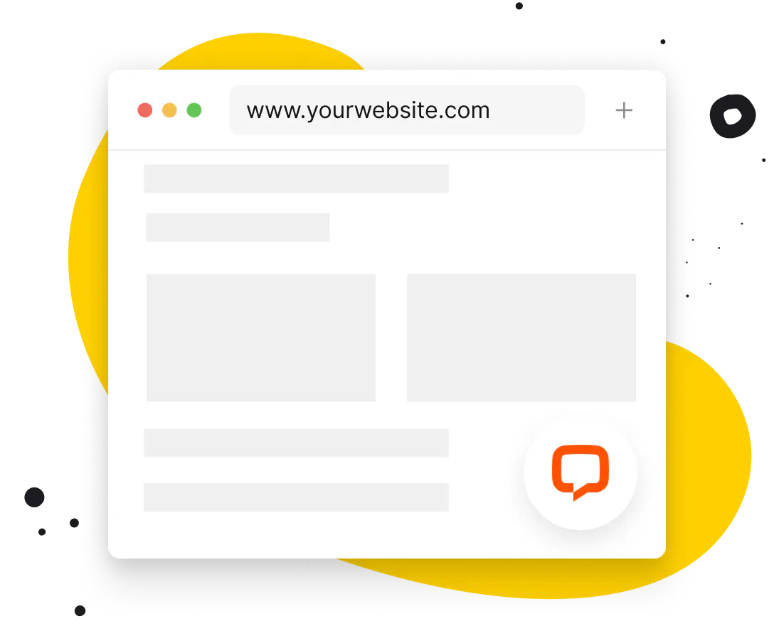 Chat widget over a page mockup